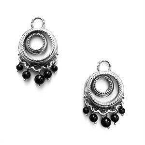 Authentic Judith Ripka Silver Enhancer Earrings with Onyx Beads